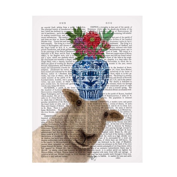 Trademark Fine Art Fab Funky 'Sheep with Vase of Flowers Book Print' Canvas Art, 14x19 WAG18879-C1419GG